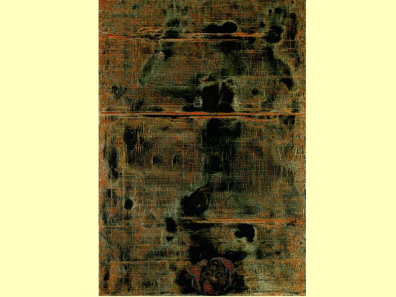 Empreinte 1971 - 162 x 114 cm - Carton ondul, peinture  l'huile sur contreplaqu